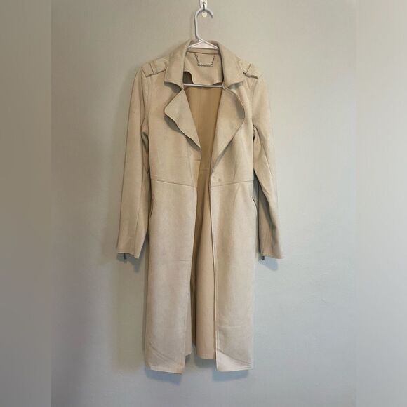 T TAHARI Trench Coat Tan colored Midi Length - Picture 2 of 9